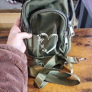 1pc Womens Nylon Shoulder Bag With Heart And Butterflies Pattern-casual Mini